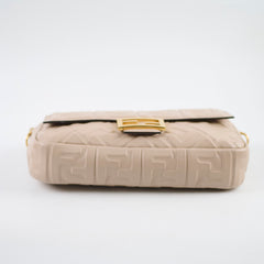 Fendi FF Baguette Beige Lambskin Leather Medium