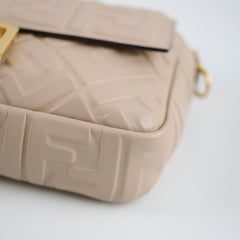 Fendi FF Baguette Beige Lambskin Leather Medium