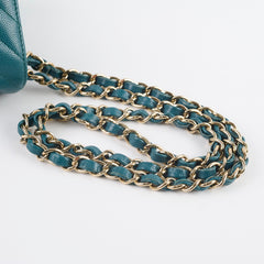 Chanel Chevron Caviar Rectangular Mini Turquoise