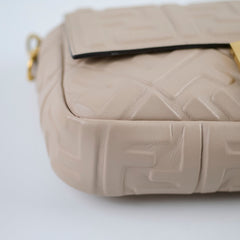 Fendi FF Baguette Beige Lambskin Leather Medium