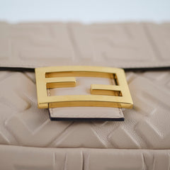 Fendi FF Baguette Beige Lambskin Leather Medium