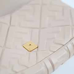 Fendi FF Baguette Beige Lambskin Leather Medium
