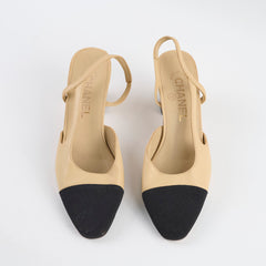 Chanel Slingbacks Beige Two Tone size 37