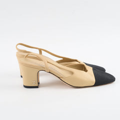 Chanel Slingbacks Beige Two Tone size 37