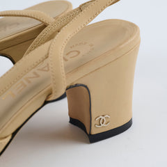 Chanel Slingbacks Beige Two Tone size 37