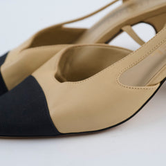 Chanel Slingbacks Beige Two Tone size 37