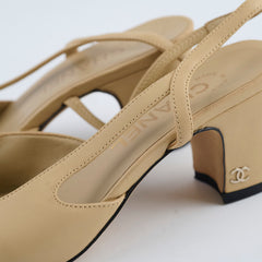 Chanel Slingbacks Beige Two Tone size 37