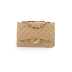 Chanel Single Flap Jumbo Beige Lambskin (12 Series 2009)