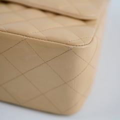 Chanel Single Flap Jumbo Beige Lambskin (12 Series 2009)