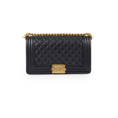 Chanel Old Medium Boy Quilted Caviar Black