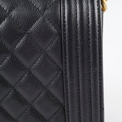Chanel Old Medium Boy Quilted Caviar Black