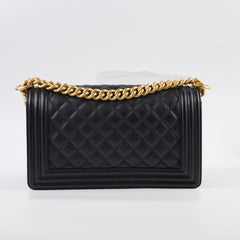 Chanel Old Medium Boy Quilted Caviar Black