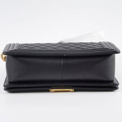 Chanel Old Medium Boy Quilted Caviar Black
