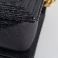 Chanel Old Medium Boy Quilted Caviar Black
