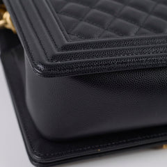 Chanel Old Medium Boy Quilted Caviar Black