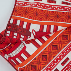 Hermes 90 x 90 Collier De Chien Silk Scarf Red