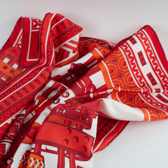 Hermes 90 x 90 Collier De Chien Silk Scarf Red