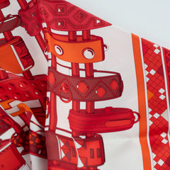 Hermes 90 x 90 Collier De Chien Silk Scarf Red