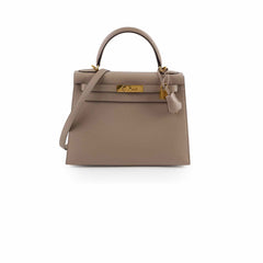 Hermes Kelly 28 Gris Asphalt Epsom Sellier - Z stamp