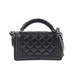 Chanel Calfskin Quilted Medium Boy with Top Handle Black Series 21