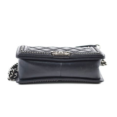 Chanel Calfskin Quilted Medium Boy with Top Handle Black Series 21