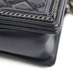 Chanel Calfskin Quilted Medium Boy with Top Handle Black Series 21