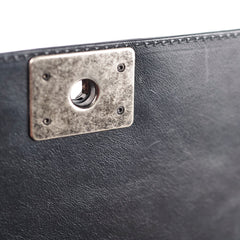 Chanel Calfskin Quilted Medium Boy with Top Handle Black Series 21