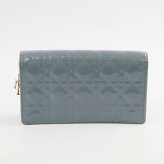 Dior Patent Wallet on Chain Dusty Blue