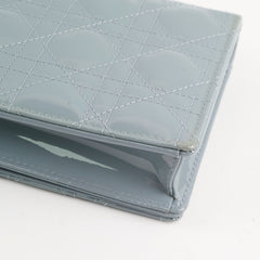 Dior Patent Wallet on Chain Dusty Blue