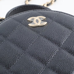 Chanel round top handle crossbody vanity caviar bag black