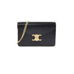 Celine Margo Triomphe Wallet on Chain WOC Black