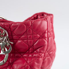 Christina Dior Cannage Soft Leather Tote Red