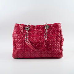 Christina Dior Cannage Soft Leather Tote Red