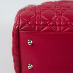 Christina Dior Cannage Soft Leather Tote Red