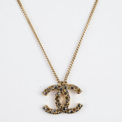 Chanel CC Logo Crystal Necklace