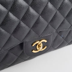 Chanel Double Flap Jumbo Black Caviar GHW 22 series