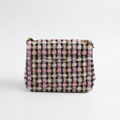 Chanel Mini Square Crush Tweed Pink Micrchipped
