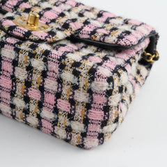 Chanel Mini Square Crush Tweed Pink Micrchipped