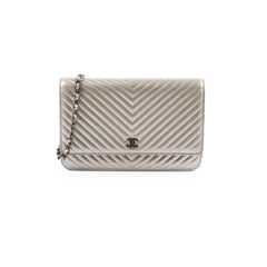 Chanel Metallic Chevron Wallet On Chain WOC Series 22 Series 22