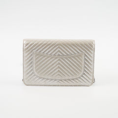 Chanel Metallic Chevron Wallet On Chain WOC Series 22 Series 22