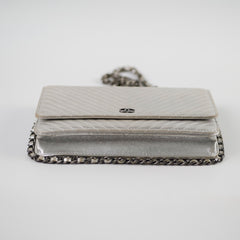 Chanel Metallic Chevron Wallet On Chain WOC Series 22 Series 22