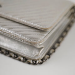 Chanel Metallic Chevron Wallet On Chain WOC Series 22 Series 22