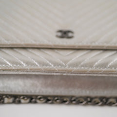 Chanel Metallic Chevron Wallet On Chain WOC Series 22 Series 22