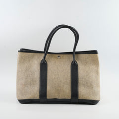 Hermes Garden Party 36 Coated Canvas Beige/Black