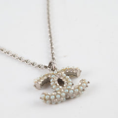 Chanel CC Logo Pearl Pendant Necklace