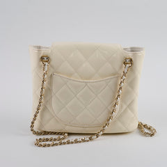 Chanel Mini Patent Shoulder Bag White