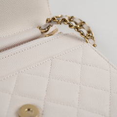 Chanel Seasaonal Caviar Wallet On Chain White Microchip