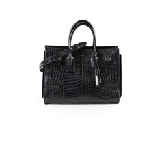 Saint Laurent Sac De Jour Croc Embossed Medium Black
