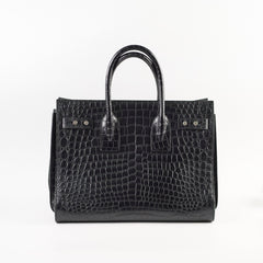 Saint Laurent Sac De Jour Croc Embossed Medium Black