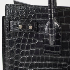 Saint Laurent Sac De Jour Croc Embossed Medium Black